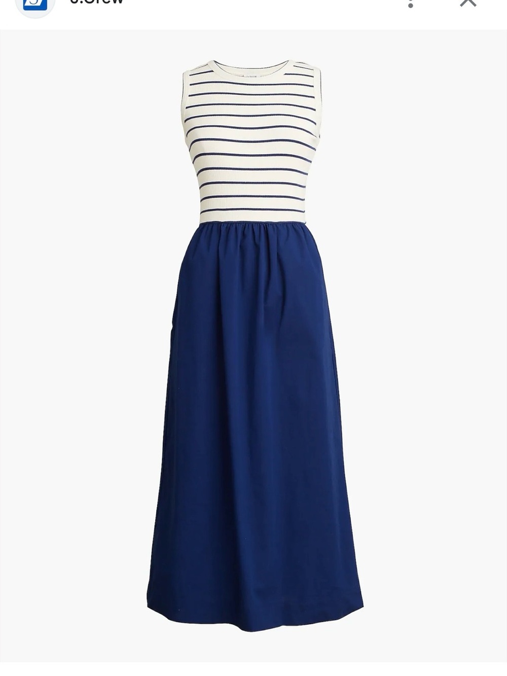 J. Crew Navy and Cream Striped Bodice Dress